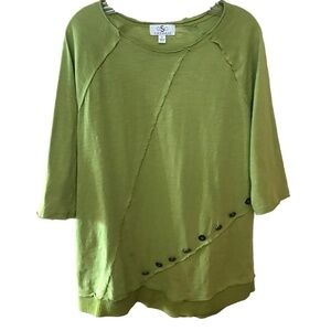 OSO Raw Seam 3/4 Sleeve Crew Neck Cotton Top